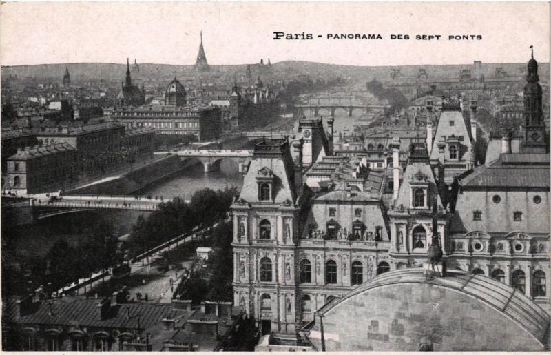 Carte postale ancienne Paris Panorama des 7 Ponts