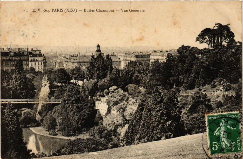 Carte postale ancienne Buttes Chaumont - Vue Générale à Paris 19e
