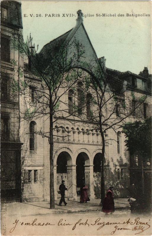Carte postale ancienne Eglise Saint-Michel des Batignolles à Paris 17e