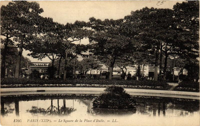 Carte postale ancienne Paris 13e Paris-Le Square de la Place d'Italie à Paris 13e