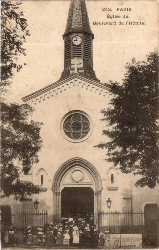 Carte postale ancienne Eglise du Boulevard de l'Hôpital à Paris 13e
