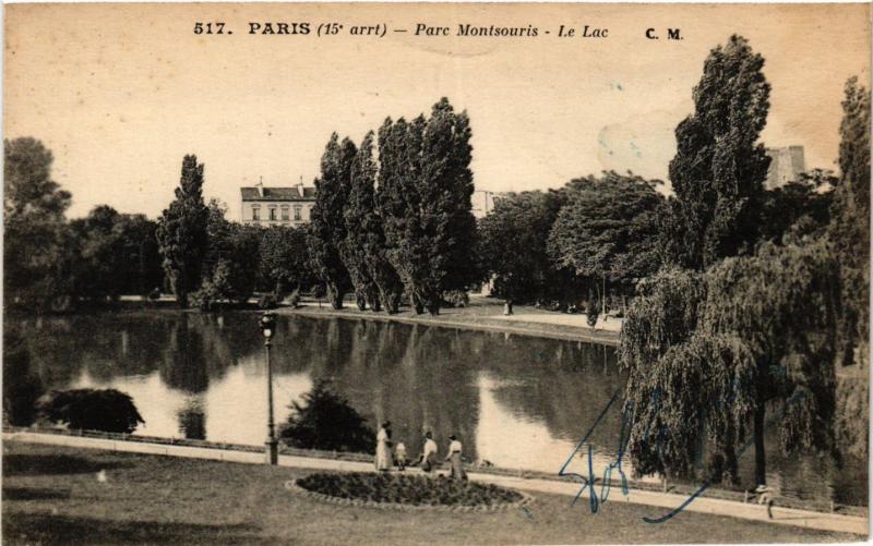 Carte postale ancienne Le Parc Montsouris - Le Lac à Paris 14e