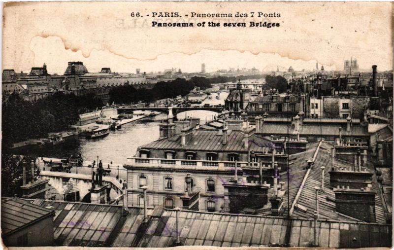 Carte postale ancienne Paris Panorama des 7 Ponts