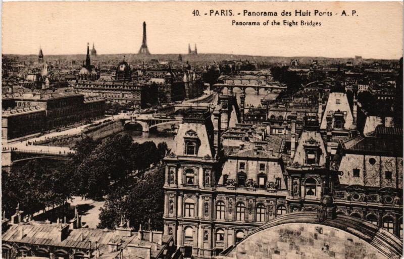 Carte postale ancienne Paris Panorama des huit Ponts