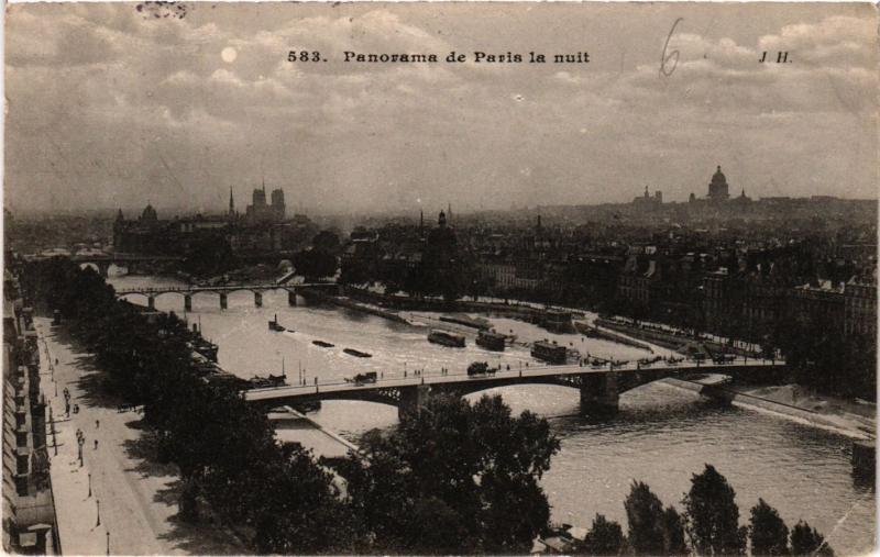 Carte postale ancienne Paris Panorama de Paris la nuit