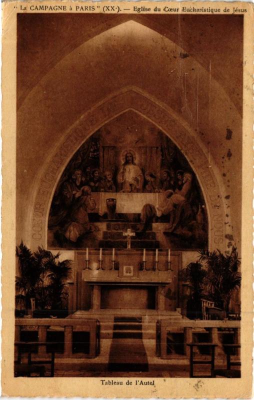 Carte postale ancienne Eglise du Coeur Eucharistique de Jésus - Tableau de l'Autel à Paris 20e