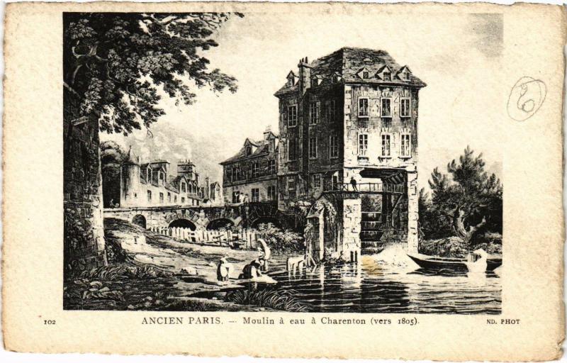 Carte postale ancienne Ancien Paris - Moulin á eau á Charenton