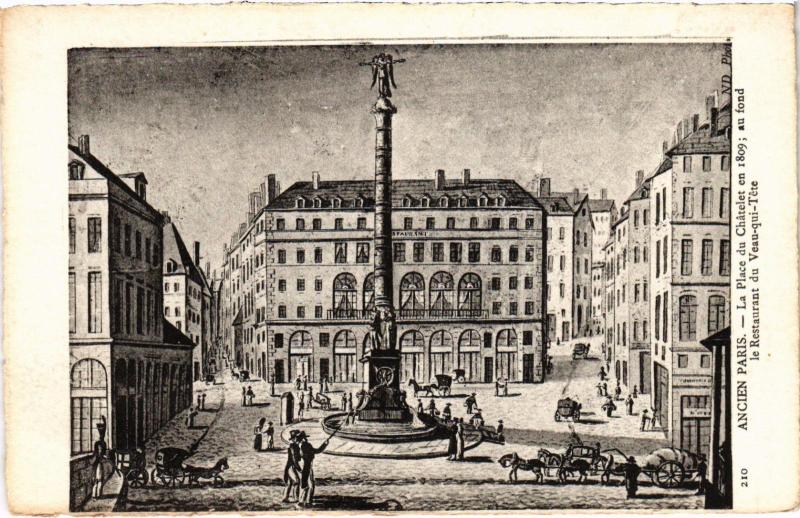 Carte postale ancienne Ancien Paris - La Place du Chatelet