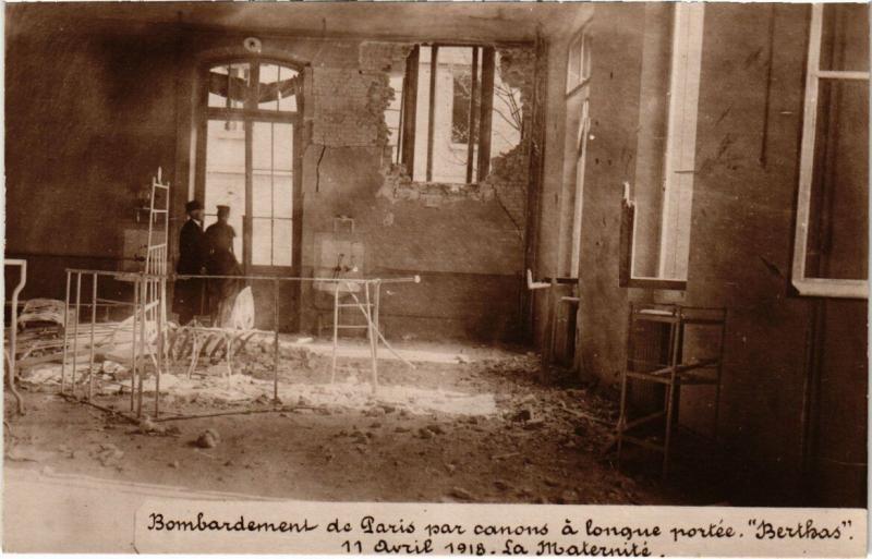 Carte postale ancienne Bombardement de Paris - 11 Avril 1918 - La Maternité à Paris 14e