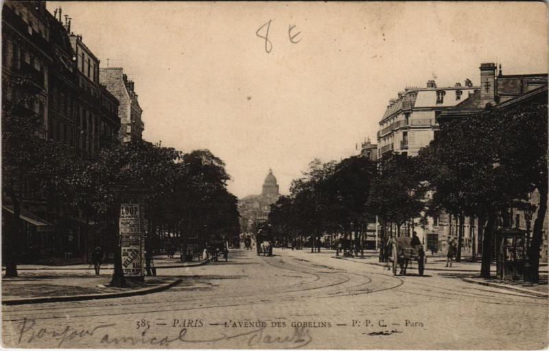 Carte postale ancienne L'Avenue des Gobelins à Paris 13e