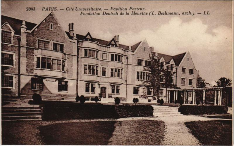 Carte postale ancienne Cité Universitaire - Pavillon Pasteur à Paris 14e