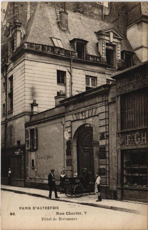 Carte postale ancienne Paris 3e - Rue Charlot, 7, Hôtel de Brévannes à Paris 3e