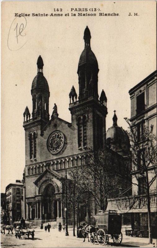 Carte postale ancienne Paris 13e - 142. Eglise Sainte-Anne et la Maison Blanche à Paris 13e