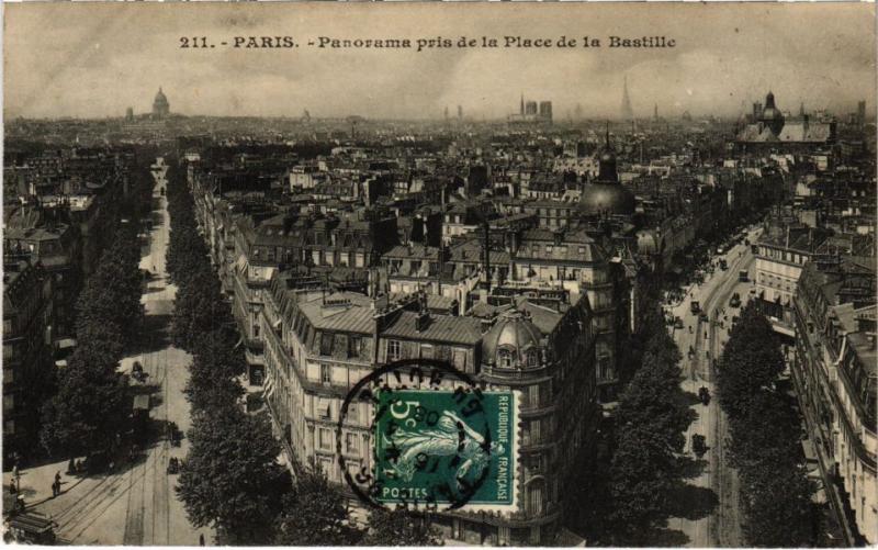 Carte postale ancienne Paris 12e - Place de la Bastille à Paris 12e