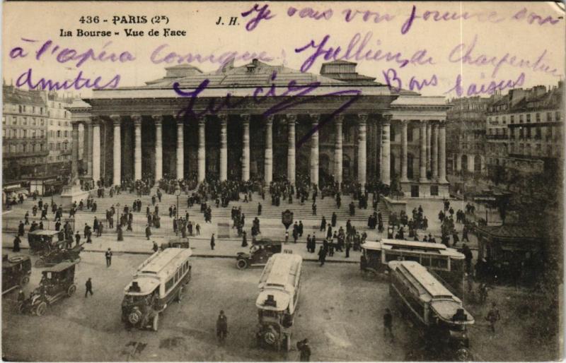 Carte postale ancienne Paris 2e - La Bourse - Vue de Face à Paris 2e