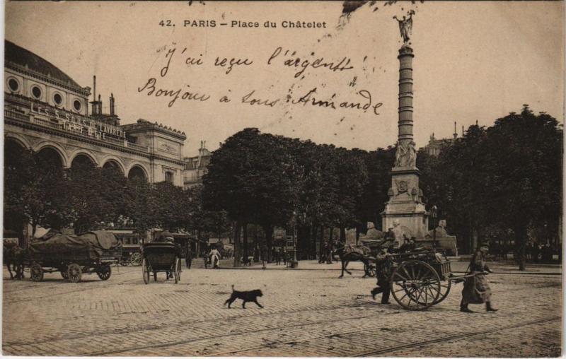 Carte postale ancienne Paris 1e - Place du Chatelet à Paris 1er