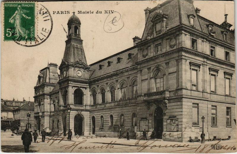 Carte postale ancienne Mairie du XIV à Paris 14e