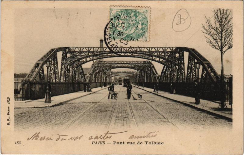 Carte postale ancienne Pont rue de Tolbiac à Paris 13e