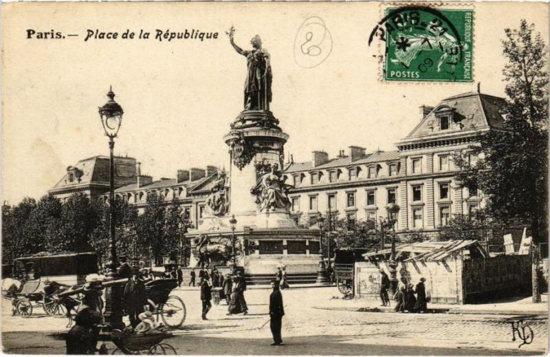 Carte postale ancienne Paris 11e - Place de la République à Paris 11e