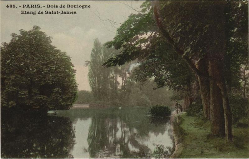 Carte postale ancienne Bois de Boulogne - Etang de Saint-James à Paris 16e