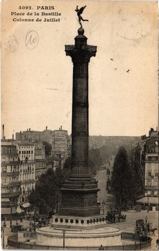 Carte postale ancienne Paris 12e - Place de la Bastille, Colonne de Juillet à Paris 12e