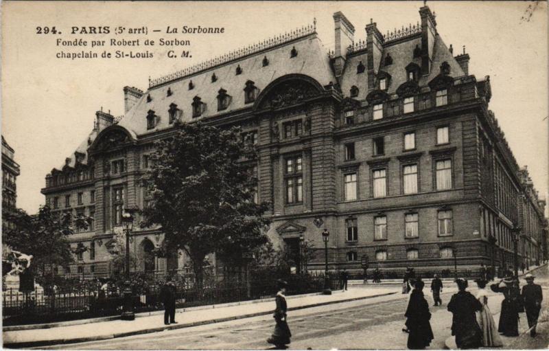 Carte postale ancienne Paris 5e - La Sorbonne Fondée par Robert de Sorbon à Paris 5e