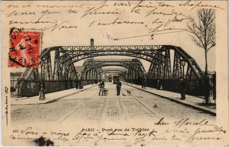 Carte postale ancienne Pont rue de Tolbiac à Paris 13e