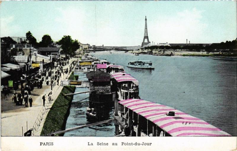 Carte postale ancienne La Seine au Point-du-Jour à Paris 16e