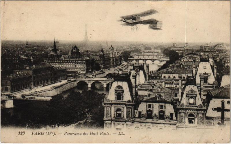 Carte postale ancienne Paris 4e - Panorama des Huit Ponts à Paris 4e