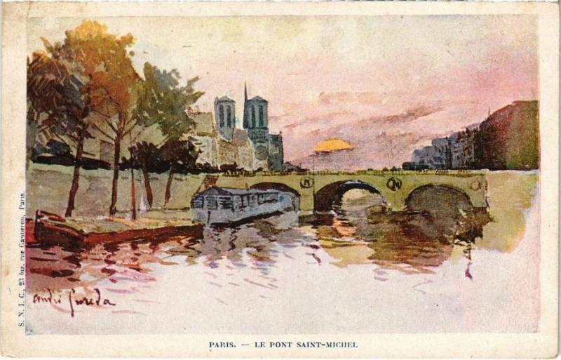Carte postale ancienne Paris 4e - Le Pont Saint-Michel à Paris 4e