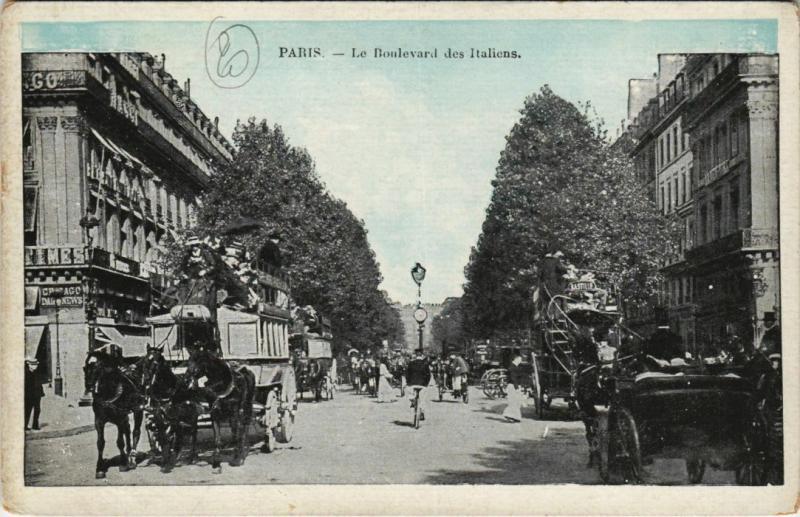 Carte postale ancienne Paris 2e - Le Boulevard des Italiens à Paris 2e