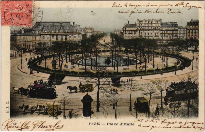 Carte postale ancienne Place d'Italie à Paris 13e