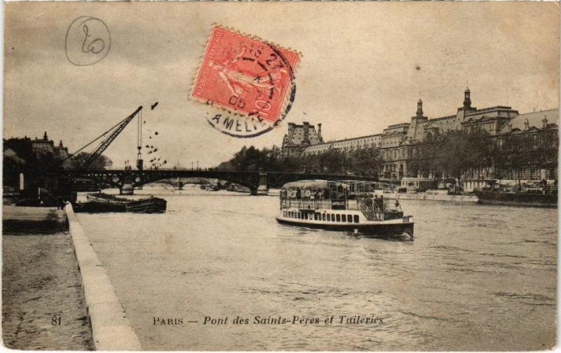 Carte postale ancienne Paris Pont des Saints-Peres