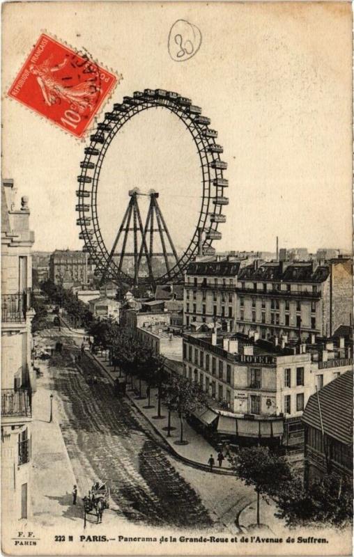 Carte postale ancienne Panorama de la Grande-Roue et de l'Avenue de Suffren à Paris 15e