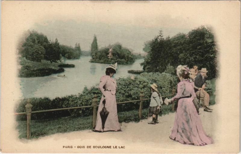Carte postale ancienne Bois de Boulogne - Le Lac à Paris 16e
