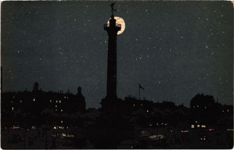 Carte postale ancienne Paris 12e - Place de la Bastille a 9 heures à Paris 12e