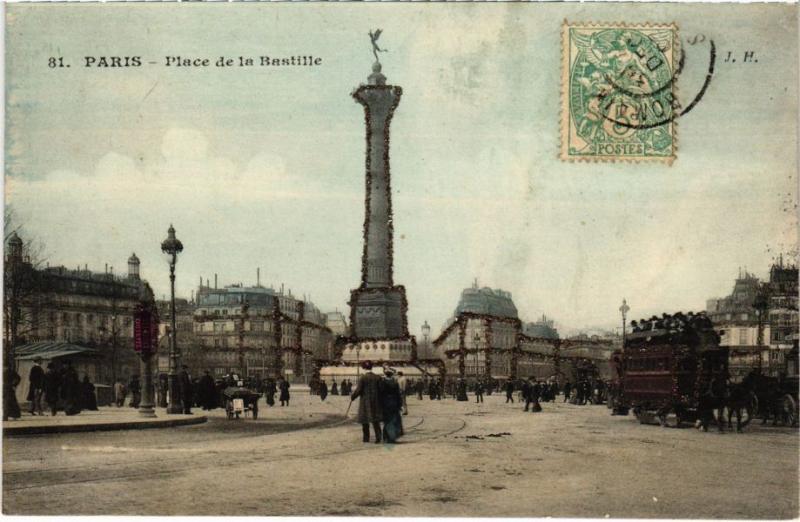 Carte postale ancienne Paris 12e - Place de la Bastille à Paris 12e