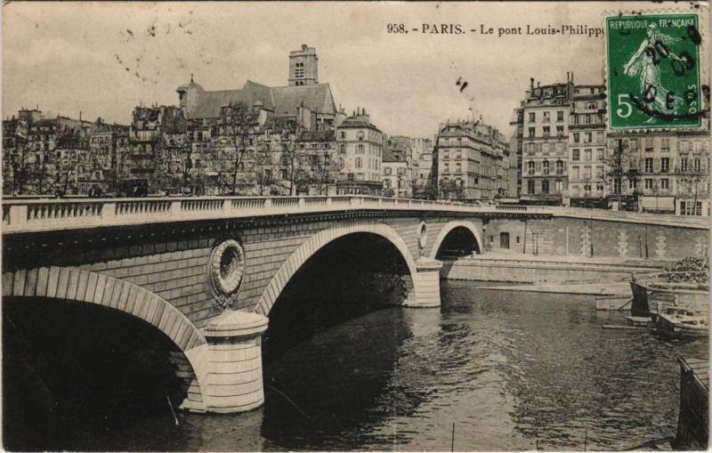 Carte postale ancienne Paris 4e - Le pont Louis-Philippos à Paris 4e