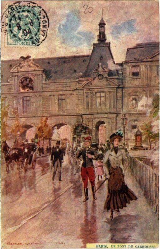 Carte postale ancienne Paris 1e - Le Pont du Carrousel à Paris 1er