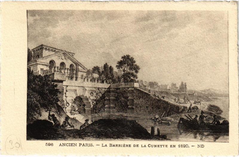 Carte postale ancienne Ancien Paris - La Barriére de la Cunette en 1820