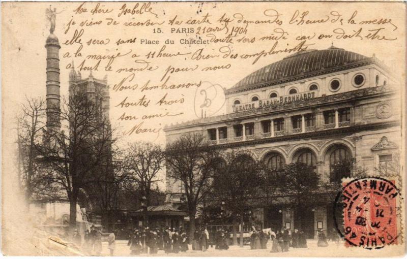 Carte postale ancienne Paris 1e - Place du Chatelet à Paris 1er