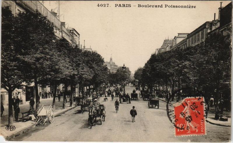 Carte postale ancienne Paris 2e - Boulevard Poissonniére à Paris 2e