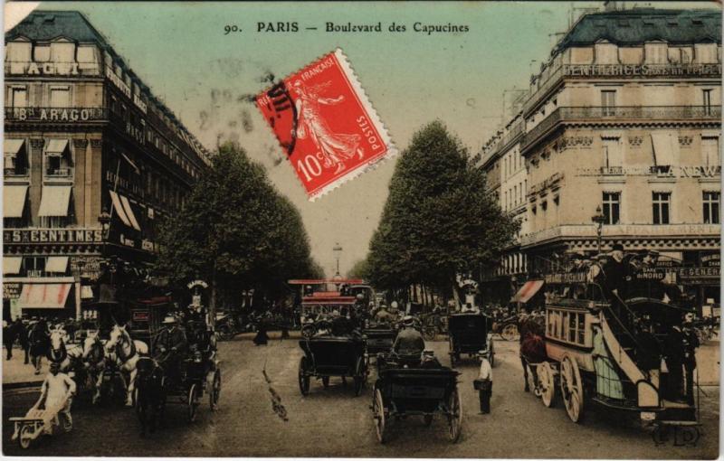 Carte postale ancienne Paris 2e - Boulevard des Capucines à Paris 2e