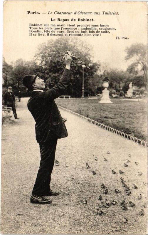 Carte postale ancienne Paris - Le Chameur d'Oiseaux aux Tuileries à Paris