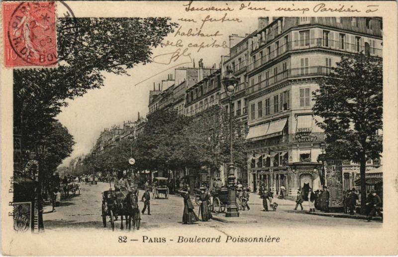 Carte postale ancienne Paris 2e - Boulevard Poissonniére à Paris 2e