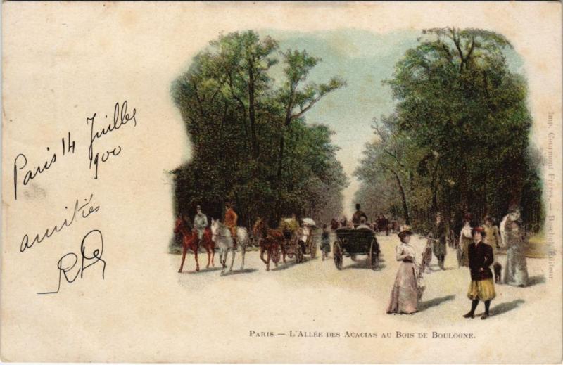 Carte postale ancienne L'Allée des Acacias au Bois de Boulogne à Paris 16e