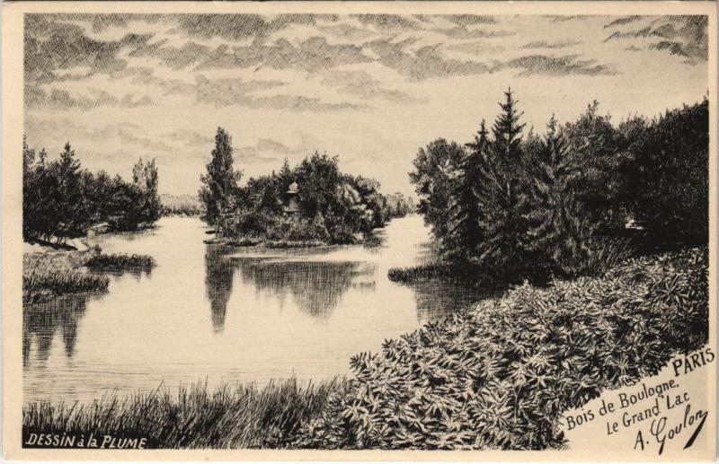 Carte postale ancienne Bois de Boulogne - Le Grand Lac à Paris 16e