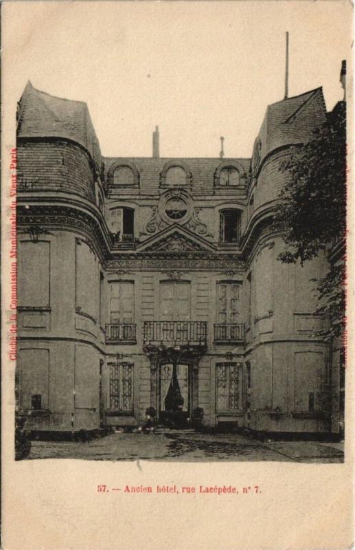 Carte postale ancienne Paris 5e - Ancien hotel, rue Lacépéde à Paris 5e