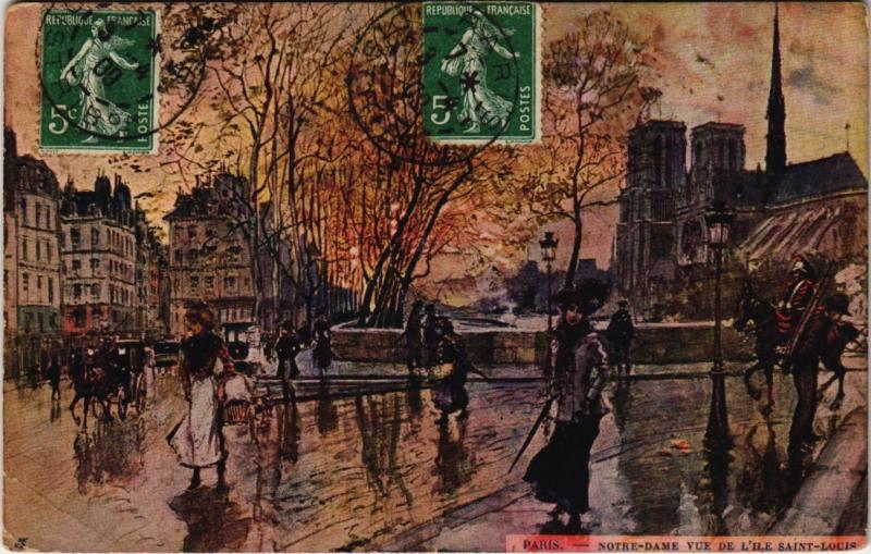 Carte postale ancienne Paris 5e - Notre-Dame vue de L'Ile Saint-Louis à Paris 5e