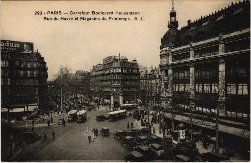 Carte postale ancienne Paris 9e - 293. Carrefour Boulevard Haussmann à Paris 9e